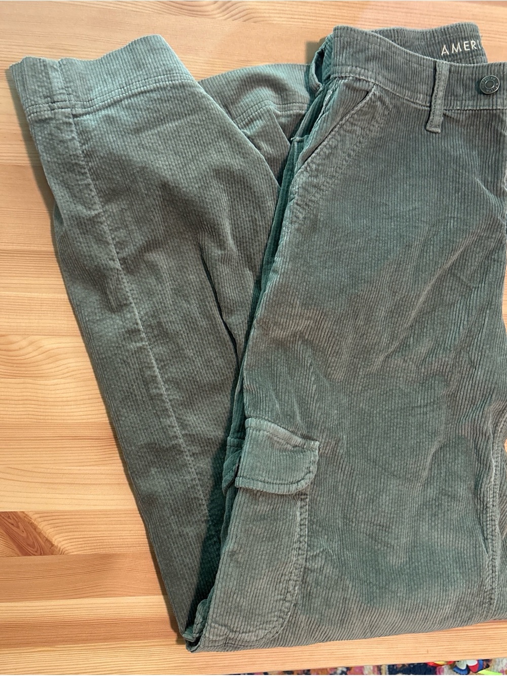 American Eagle Green Corduroy Cargo Pants